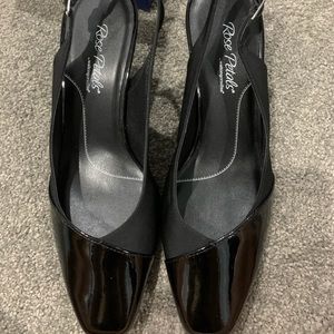 Black Rose Petal Sling Backs